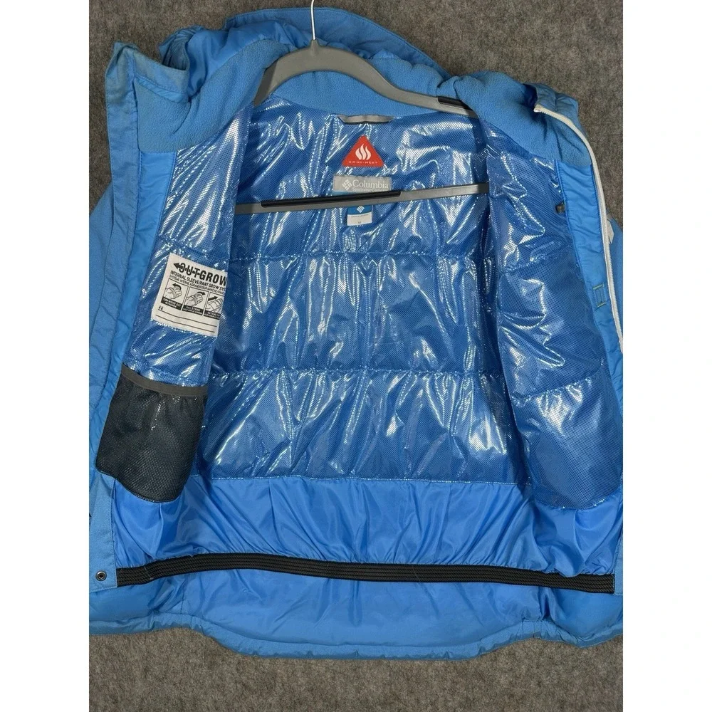 Columbia‎ Titanium Omni Tech Omni Heat Jacket Youth Medium Blue Waterproof Hood